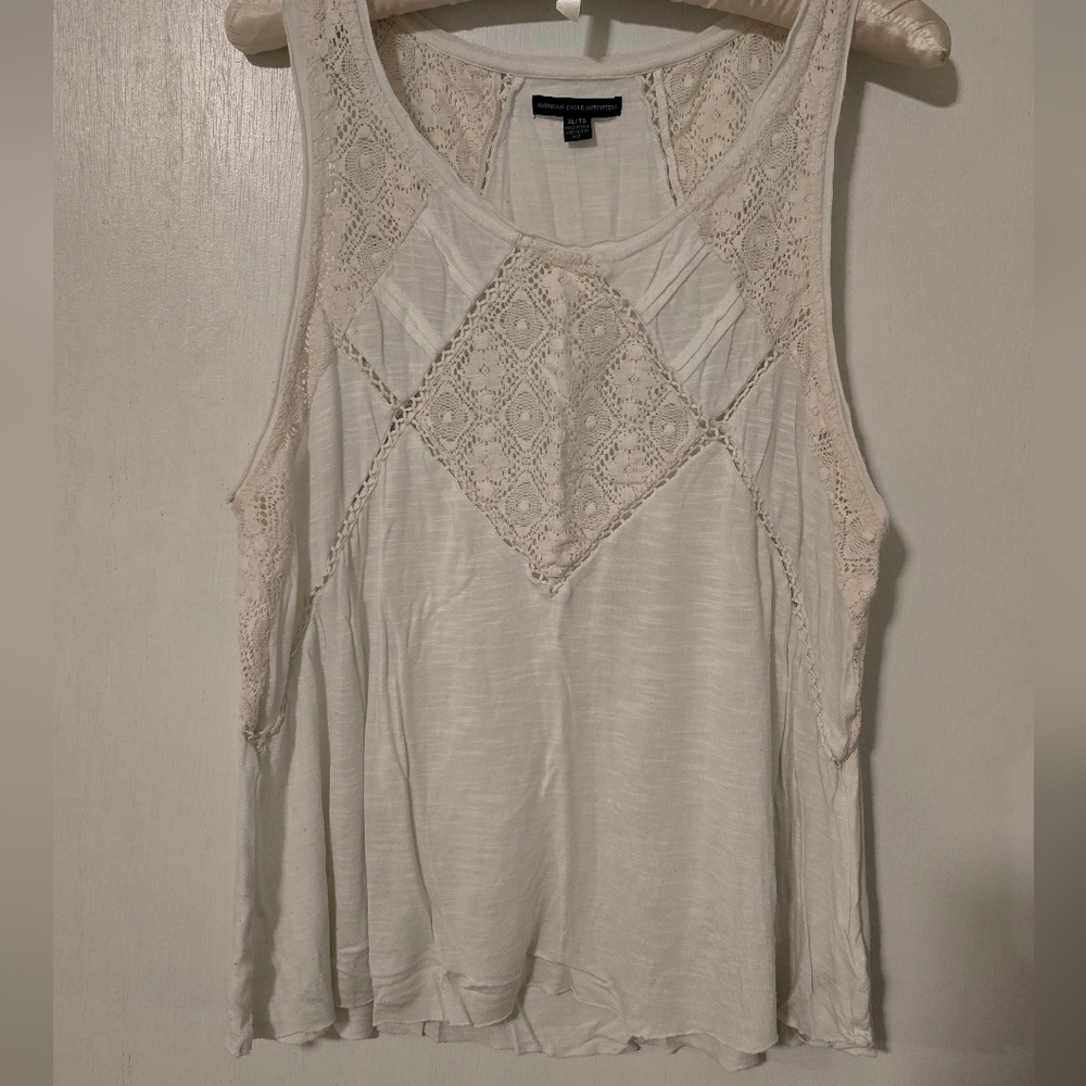 American Eagle White Lace Sleeveless Top - Picture 2 of 4